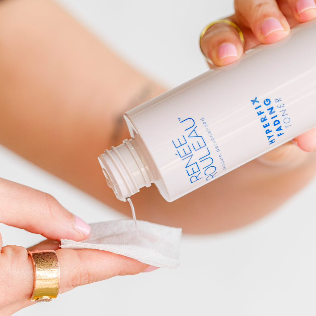 Skincare User Applying HyperFix Fading Toner for hyperpigmentation